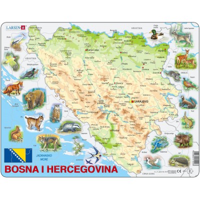 Puzzle Cadre Carte De Bosnie Herzegovine Avec Ses Animaux En Langue Bosniaque Larsen A20 57 Pieces Puzzles Cartes Du Monde Et Mappemonde Planet Puzzles