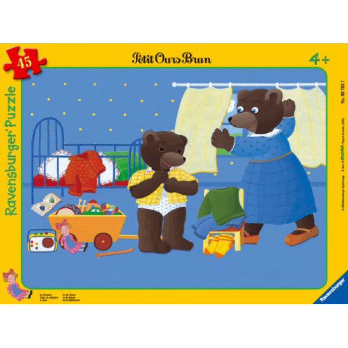 Puzzle 45 pièces Puzzle Cadre Petit Ours Brun dans sa