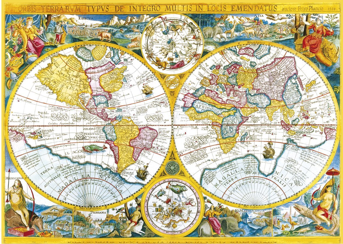Poster XXL Mappemonde (Carte du monde) Style ancien ...