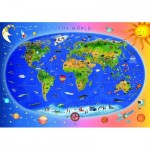 Puzzle  Dino-47213 Carte du Monde pour Enfants (en anglais)
