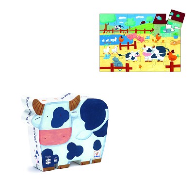 Puzzle Djeco-07205 Silhouette - Vaches à la Ferme