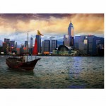 Puzzle  DToys-70548 Paysages nocturnes - Hong-Kong : Baie de Hong-Kong