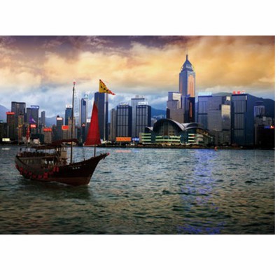 Puzzle DToys-70548 Paysages nocturnes - Hong-Kong : Baie de Hong-Kong