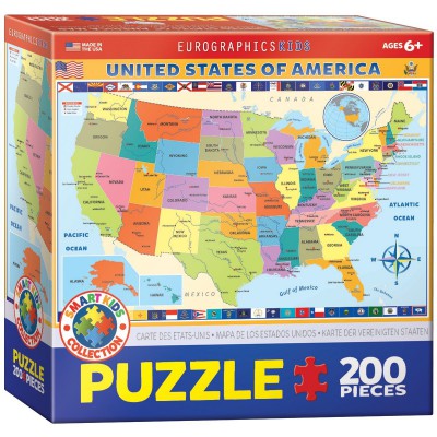 Puzzle Eurographics-6200-0651 Carte des Etats-Unis