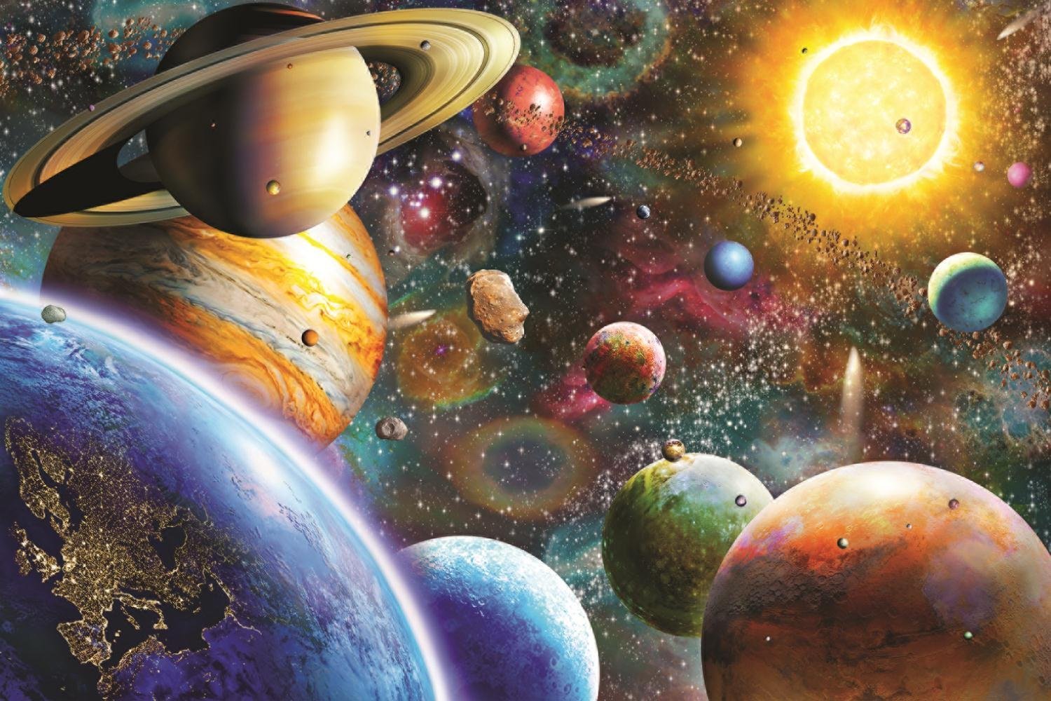 Puzzle Planete Dans L Espace Jumbo 1500 Pieces Puzzles Planetes Soleil Lune Planet Puzzles