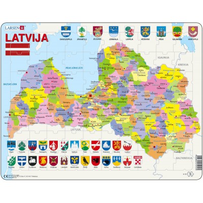 Larsen-A10-LE Puzzle Cadre - Carte de la Lettonie (en Letton)