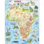  Larsen-A22-GB Puzzle Cadre - Carte de l'Afrique et ses Animaux (en Anglais)