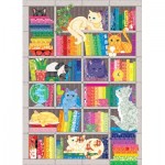 Puzzle  Cobble-Hill-80356 Rainbow Cat Quilt
