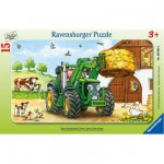  Ravensburger-06044 Puzzle cadre - Tracteur à la ferme