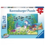  Ravensburger-07625 2 Puzzles - Fonds Marins
