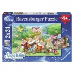  Ravensburger-08859 2 Puzzles - Blanche Neige et les 7 Nains