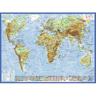 Puzzle Ravensburger-13097 Carte du Monde, en Allemand