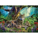 Puzzle  Ravensburger-15987 Famille de Loups dans la Forêt