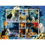 Puzzle  Sunsout-55926 Finchley Paper Arts - Halloween Stamps Spooky