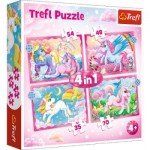 Trefl-34389 4 Puzzles - Licornes